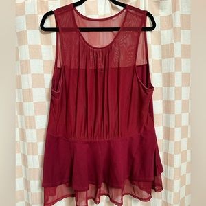 Fashion to Figure Mesh Overlay Peplum Top